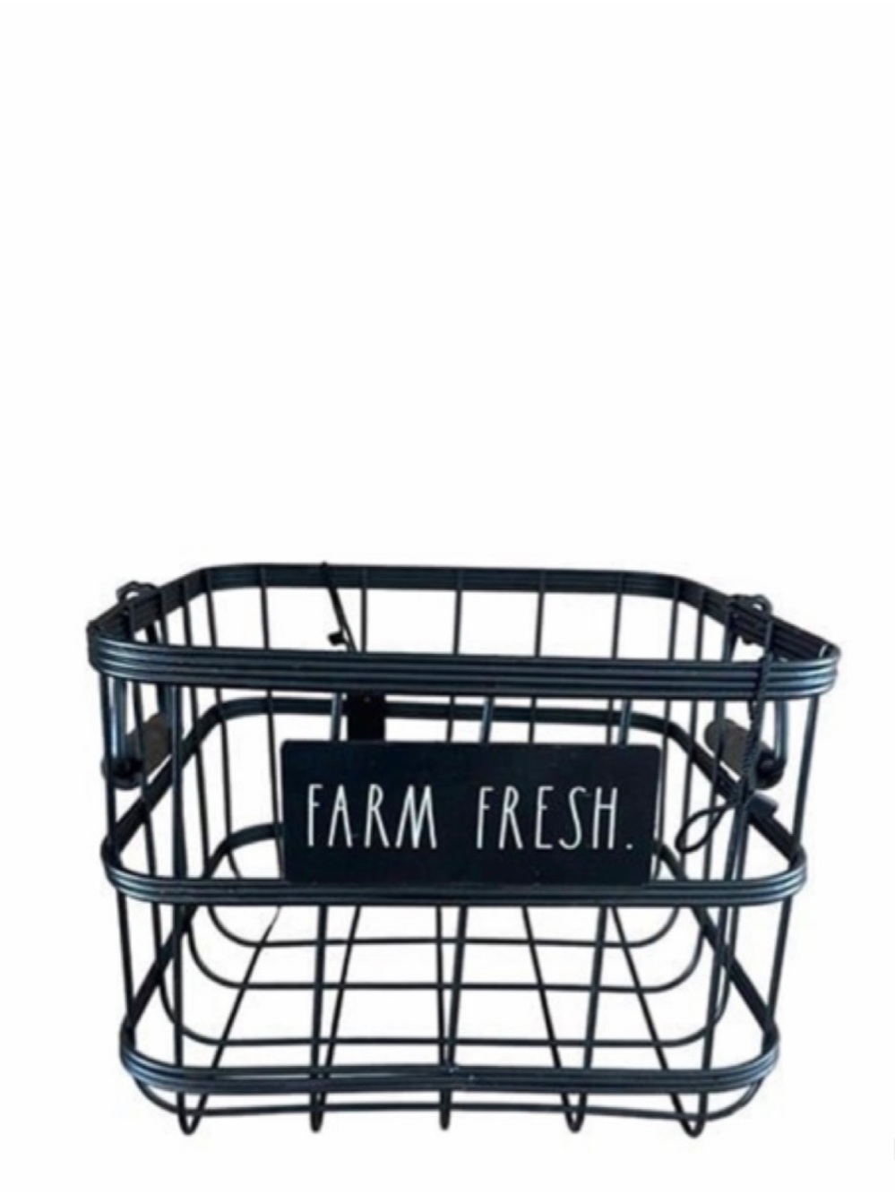 NEW Rae Dunn Farm Fresh Black Metal Basket Farmhouse Kitchen Home Decor